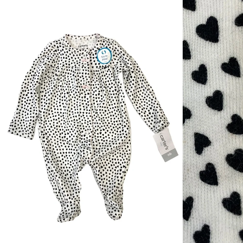 NWT carter’s Long Sleeve Footed Heart Bodysuit nb